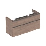 Mueble bajo Geberit Smyle Square para lavabo de dos senos, con dos cajones: Cuerpo y frontal: nogal hickory/melamina